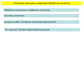 Основные принципы цифровой обработки сигналов