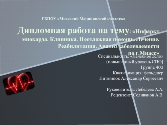 Инфаркт миокарда. Клинника. Неотложная помощь. Лечение. Реабилитация. Анализ заболеваемости по г. Миасс