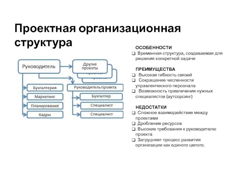 Структура специфика. Проектная организационная структура. Преимущества проектной организационной структуры. Гибкость организационной структуры. Структура создания проекта.