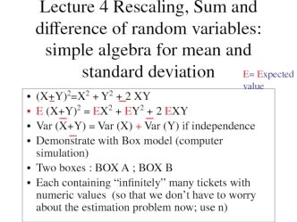 Rescaling, sum and difference of random variables. (Lecture 4)