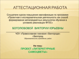 Аттестационная работа. Проект Литературные самоцветы