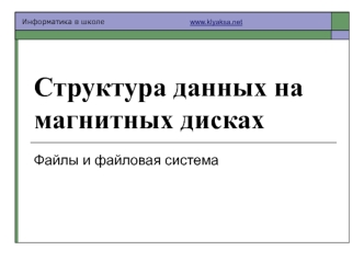 Структура данных на магнитных дисках. Файлы и файловая система