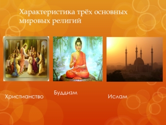 Характеристика трёх основных мировых религий. Христианство. Буддизм. Ислам