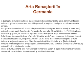 Arta Renașterii în Germania