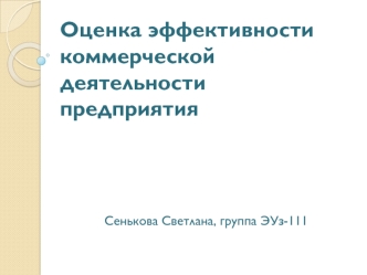 Оценка эффективности коммерческой деятельности предприятия