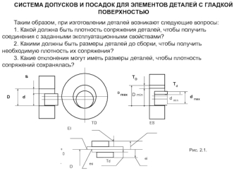 Система допусков и посадок для элементов деталей с гладкой поверхностью