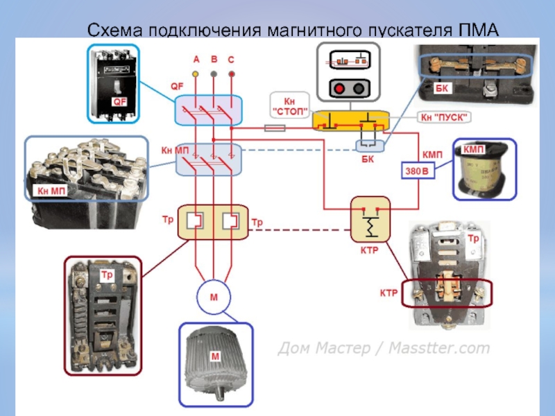 Схема подключения магнитного пускателя ПМА