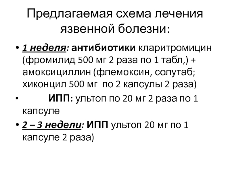 Лечение язвы 12 перстной кишки схема лечения