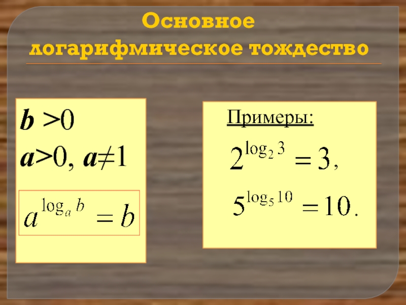 Основное логарифмическое тождество формула