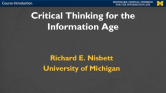 Critical Thinking for the Information Age