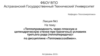 Теплопроводность через плоскую и цилиндрическую стенки при граничных условиях третьего рода (теплопередача)