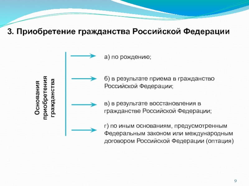 Порядок приобретения гражданства рф схема