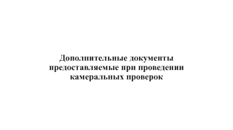 Дополнительные документы, предоставляемые при проведении камеральных проверок