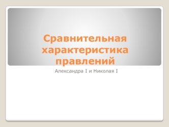 Сравнительная характеристика правлений Александра I и Николая I