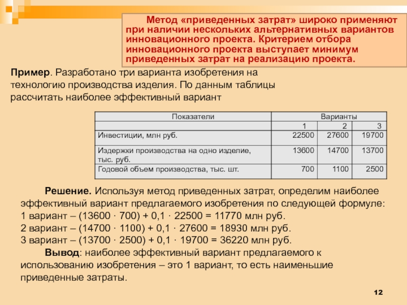 Критерии отбора инновационных проектов