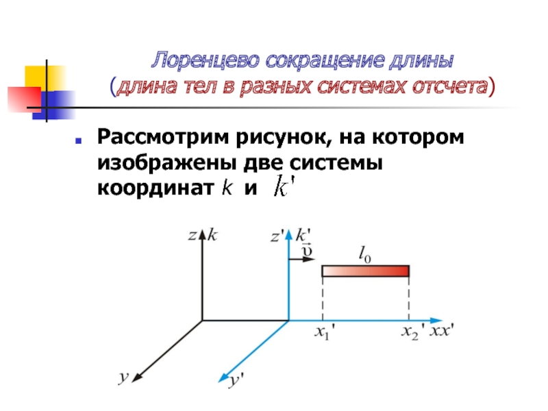 Лоренцево сокращение длины. Длина тел в разных системах отсчета. Относительность системы отсчета. Сокращение длины в СТО.