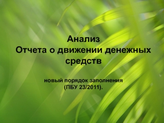 Анализ Отчета о движении денежных средств. Новый порядок заполнения (ПБУ 23/2011)