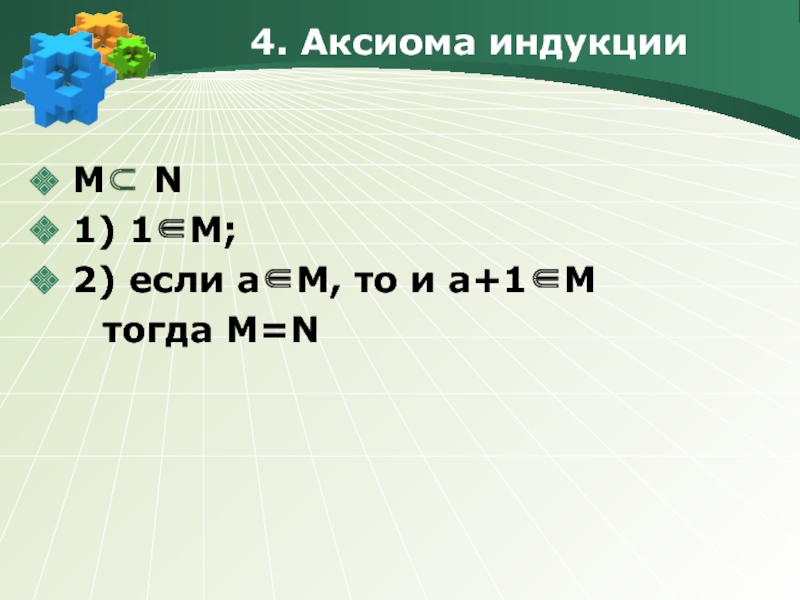 Тогда м. Аксиома индукции. Аксиома индукции для натуральных чисел. Метод математической индукции Аксиома. Аксиома 4.