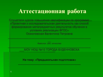 Аттестационная работа. Предшкольная подготовка