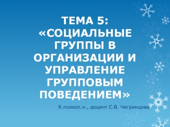 Социальные группы в организации и управление групповым поведением