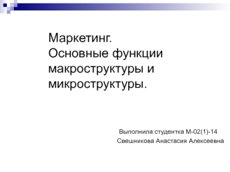 Функции макроструктуры и микроструктуры в маркетинге