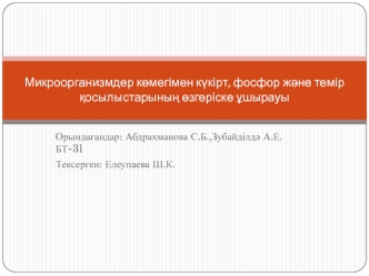 Микроорганизмдер көмегімен күкірт, фосфор және темір қосылыстарының өзгеріске ұшырауы