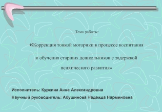 Коррекция тонкой моторики в процессе воспитания и обучения старших дошкольников с задержкой психического развития