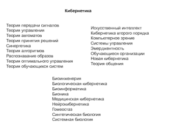 Кибернетика. Нейронные сети