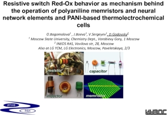 Resistive switch Red-Ox behavior as mechanism behind the operation of polyaniline memristors and neural network elements