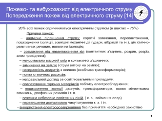 Пожежо- та вибухозахист від електричного струму. Попередження пожеж від електричного струму