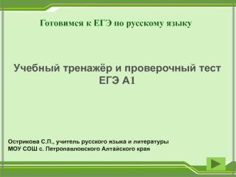 Готовимся к ЕГЭ по русскому языку. Учебный тренажёр и проверочный тест