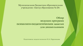 Обзор ведущих программ психолого-педагогических занятий для дошкольников