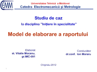 Model de elaborare a raportului