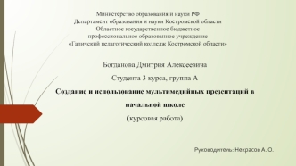 Создание и использование мультимедийных презентаций в начальной школе (курсовая работа)