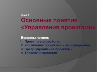 Основные понятия Управления проектами