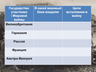 Государства - участники Первой мировой войны