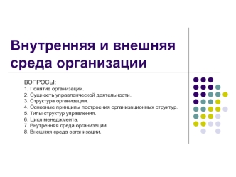 Внутренняя и внешняя среда организации