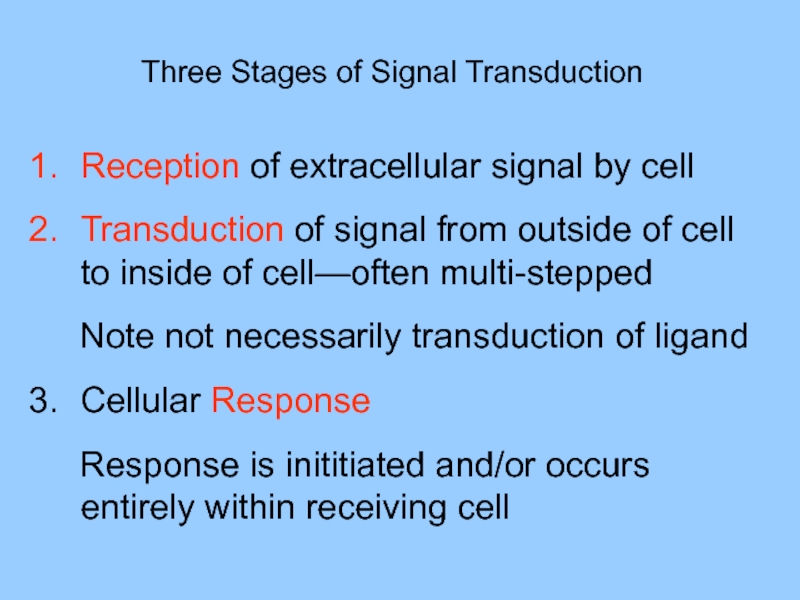 Reception of extracellular signal by cell Transduction of signal from outside of