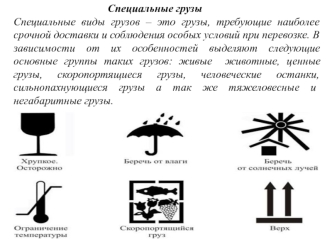 Специальные виды грузов