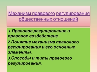 Механизм правового регулирования общественных отношений