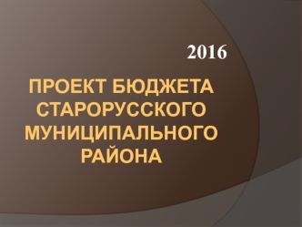 Проект бюджета Старорусского муниципального района