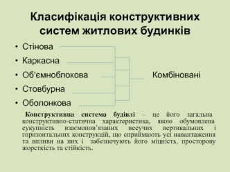 Класифікація конструктивних систем житлових будинків