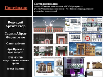 Портфолио. Состав портфолио: