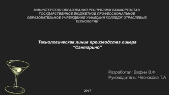 Технологическая линия производства ликера “Сантарино”