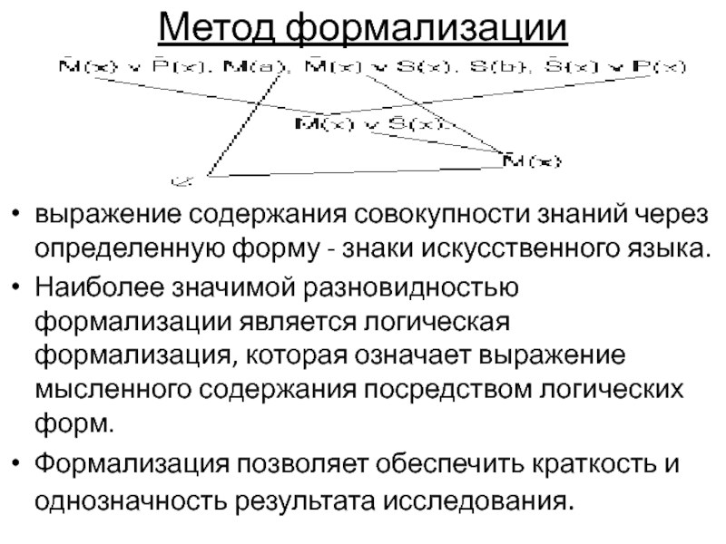 Метод формализации. Способы формализации. Формализация как методы исследования. Пример формализации как метода. Формализация как метод исследования.