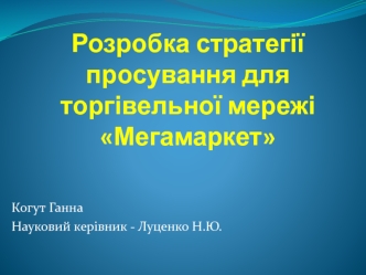 Розробка стратегії просування для торгівельної мережі Мегамаркет