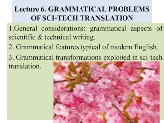 Grammatical problems of sci-tech translation