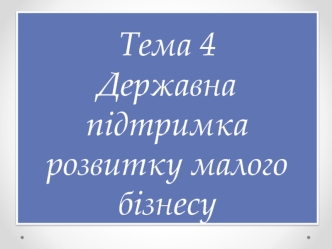 Державна підтримка розвитку малого бізнесу. (Тема 4)