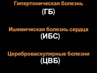 Гипертоническая болезнь (ГБ). Ишемическая болезнь сердца (ИБС). Цереброваскулярные болезни (ЦВБ)