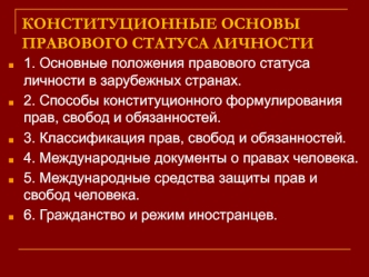 Конституционные основы правового статуса личности